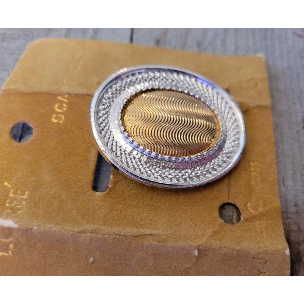 Loree Scarf Clip Vintage Gold Tone Silver Tone Oval‎ Brooch Pin Accessory